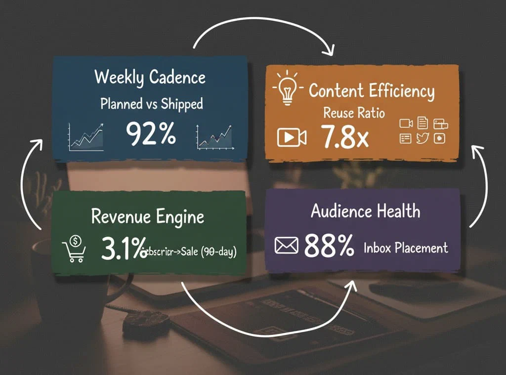 Dashboard tiles for operational and revenue metrics.